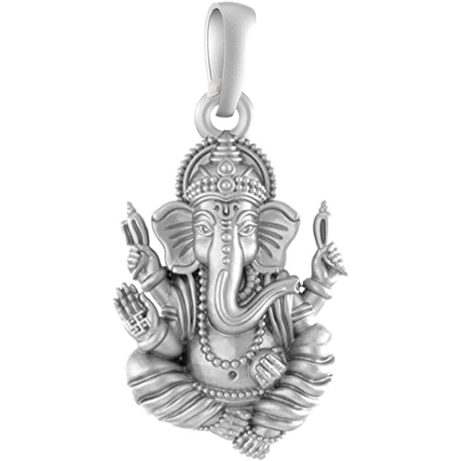 Akshat Sapphire Sterling Silver (92.5% purity) God Ganesh Pendant for Men & Women Pure Silver Lord Ganapathy Locket for Good Health & Wealth