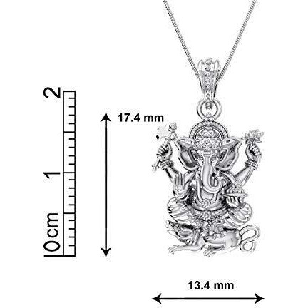Akshat Sapphire Sterling Silver (92.5% purity) God Ganesh Pendant for Men & Women Pure Silver Lord Ganapathy Locket for Good Health & Wealth