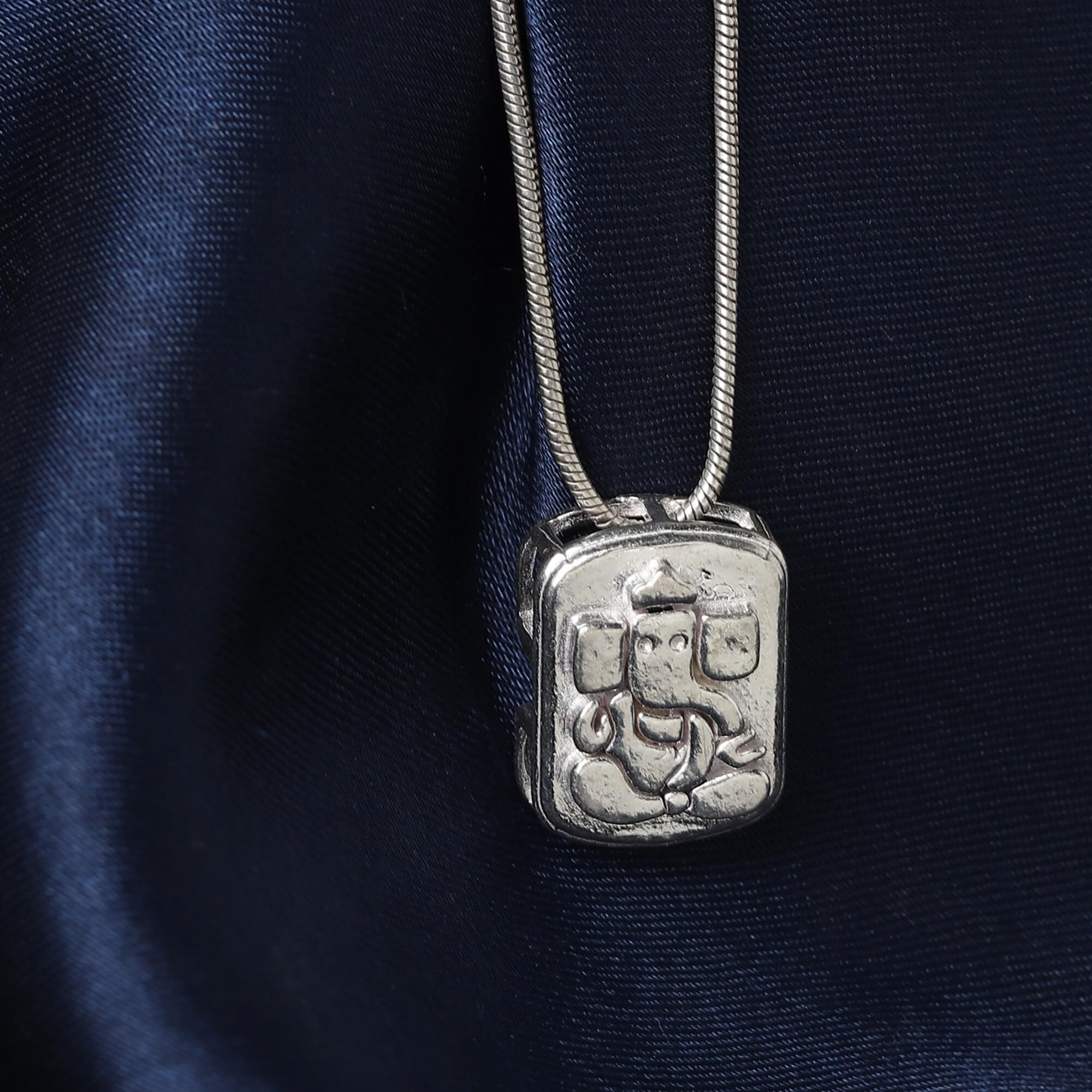 Akshat Sapphire Sterling Silver (92.5% purity) God Ganesh Pendant for Men & Women Pure Silver Lord Ganapathy Locket for Good Health & Wealth