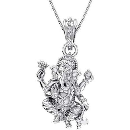 Akshat Sapphire Sterling Silver (92.5% purity) God Ganesh Pendant for Men & Women Pure Silver Lord Ganapathy Locket for Good Health & Wealth