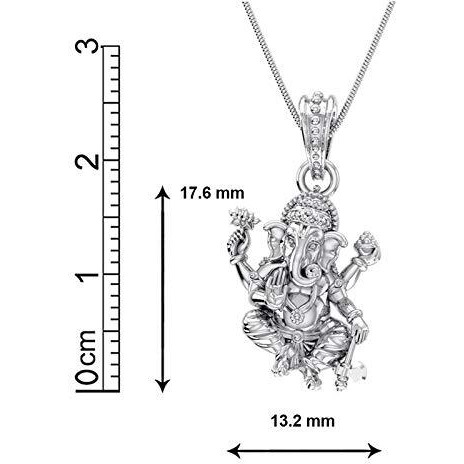 Akshat Sapphire Sterling Silver (92.5% purity) God Ganesh Pendant for Men & Women Pure Silver Lord Ganapathy Locket for Good Health & Wealth