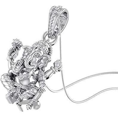 Akshat Sapphire Sterling Silver (92.5% purity) God Ganesh Pendant for Men & Women Pure Silver Lord Ganapathy Locket for Good Health & Wealth