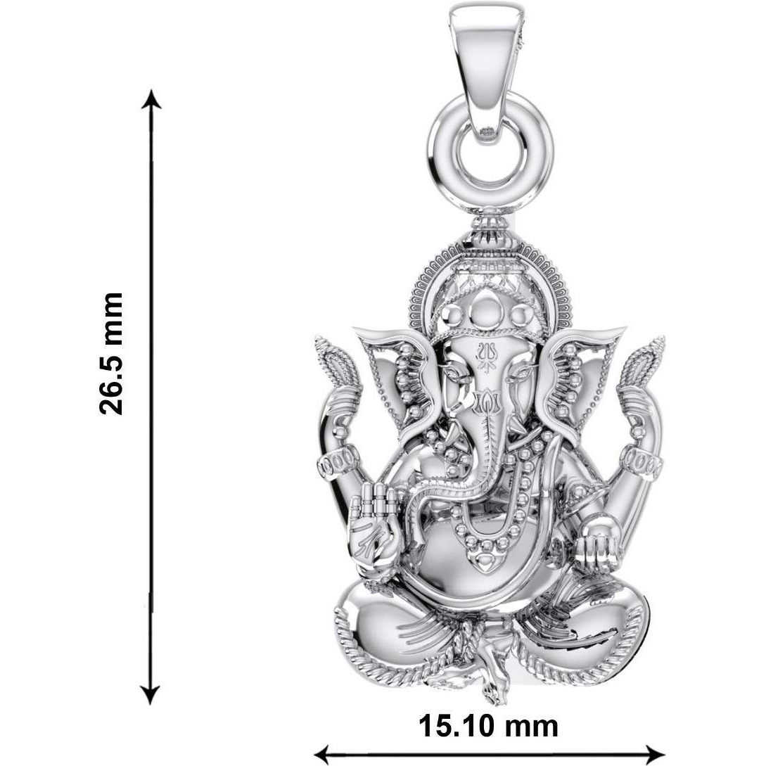 Akshat Sapphire Sterling Silver Silver and Sapphire God Ganesh Ji Pendant for Unisex Adult - (Silver_99 gm)