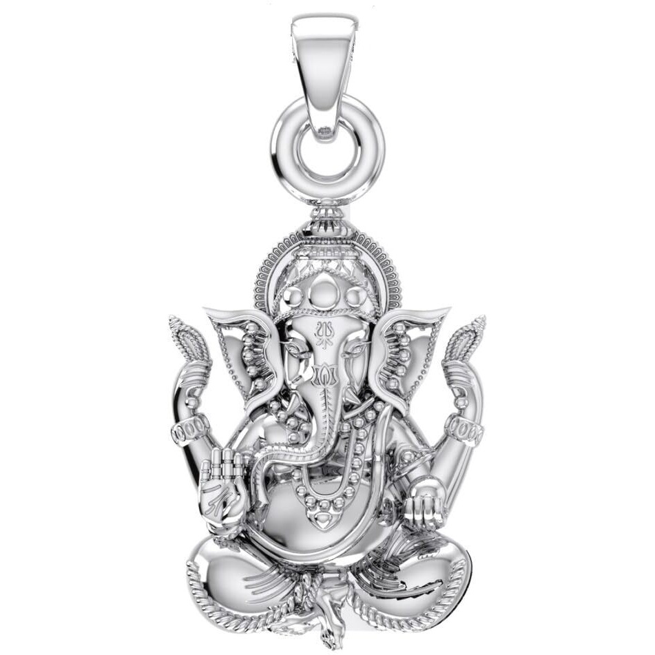 Akshat Sapphire Sterling Silver (92.5% purity) God Ganesh Pendant for Men & Women Pure Silver Lord Ganapathy Locket for Good Health & Wealth