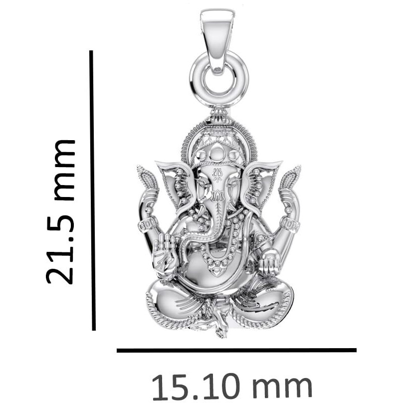 Akshat Sapphire Sterling Silver (92.5% purity) God Ganesh Pendant for Men & Women Pure Silver Lord Ganapathy Locket for Good Health & Wealth
