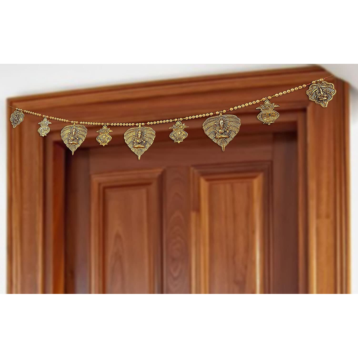 CraftVatika Metal Toran Ganesha on Leaf Bandarwal Ganesh Kalash subh labh for Door & Wall Hanging Diwali Home Decoration item