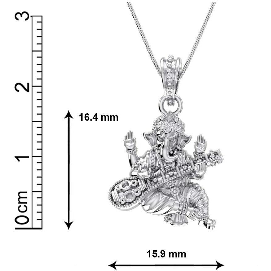 Akshat Sapphire Sterling Silver (92.5% purity) God Ganesh Pendant for Men & Women Pure Silver Lord Ganapathy Locket for Good Health & Wealth
