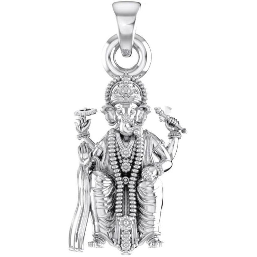 Akshat Sapphire Sterling Silver (92.5% purity) God Ganesh Pendant for Men & Women Pure Silver Lord Ganapathy Locket for Good Health & Wealth