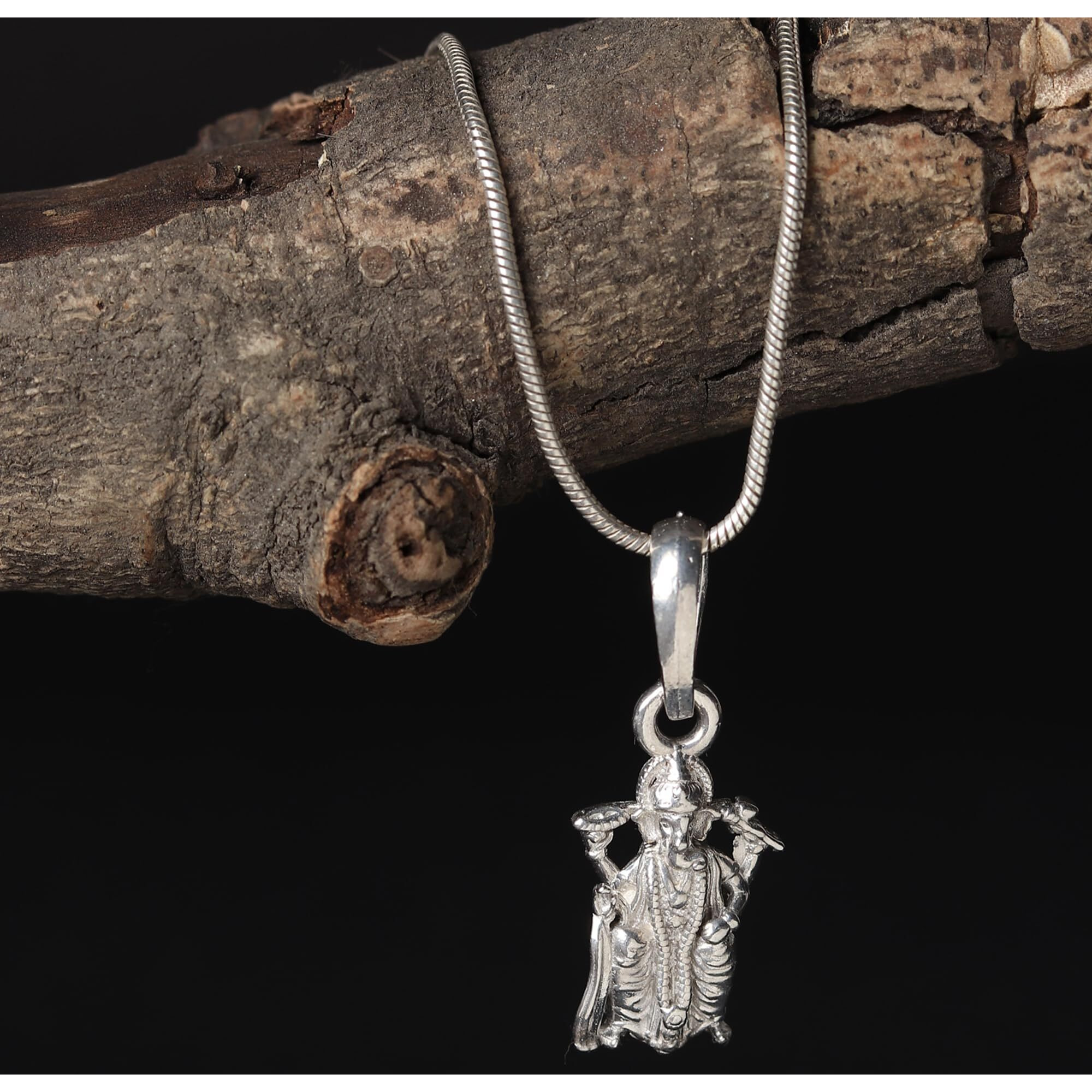 Akshat Sapphire Sterling Silver (92.5% purity) God Ganesh Pendant for Men & Women Pure Silver Lord Ganapathy Locket for Good Health & Wealth