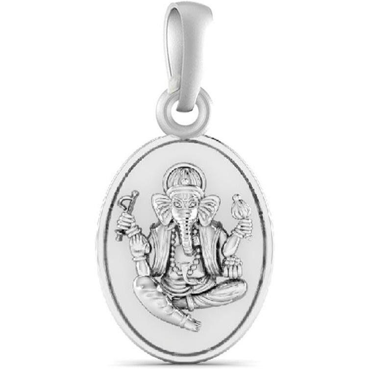 Akshat Sapphire Sterling Silver (92.5% purity) God Ganesh Pendant for Men & Women Pure Silver Lord Ganapathy Locket for Good Health & Wealth