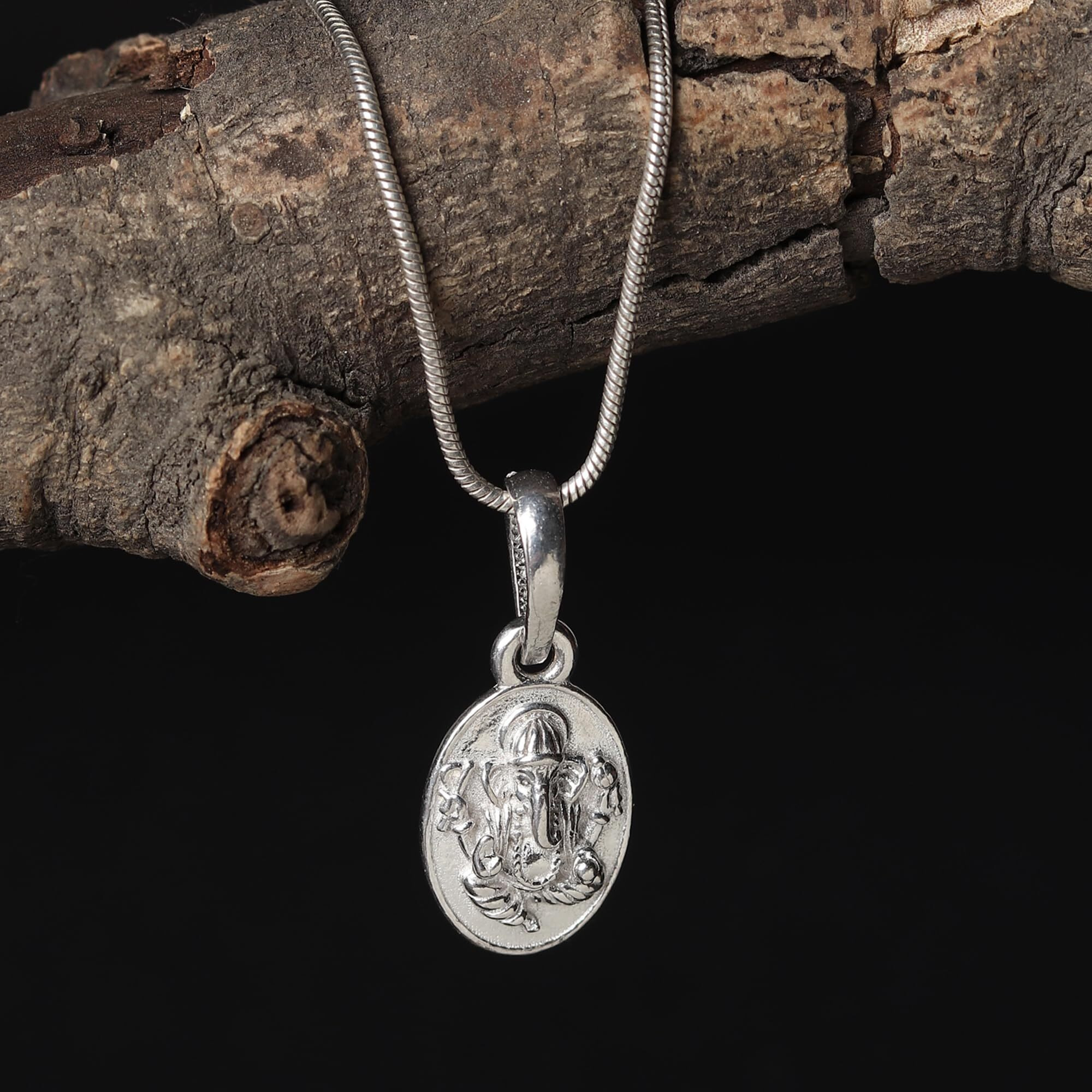 Akshat Sapphire Sterling Silver (92.5% purity) God Ganesh Pendant for Men & Women Pure Silver Lord Ganapathy Locket for Good Health & Wealth
