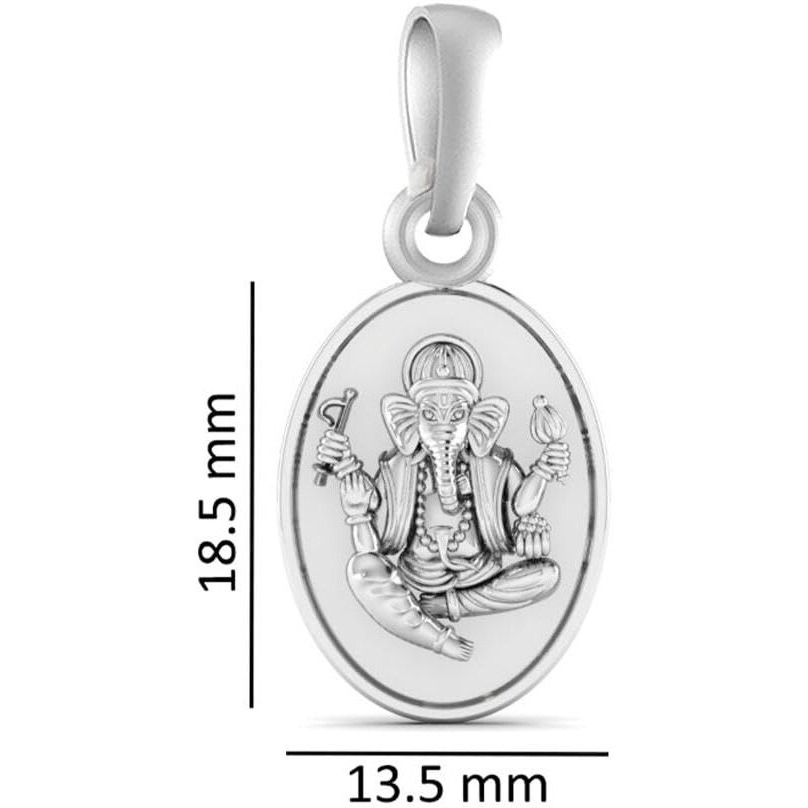 Akshat Sapphire Sterling Silver (92.5% purity) God Ganesh Pendant for Men & Women Pure Silver Lord Ganapathy Locket for Good Health & Wealth