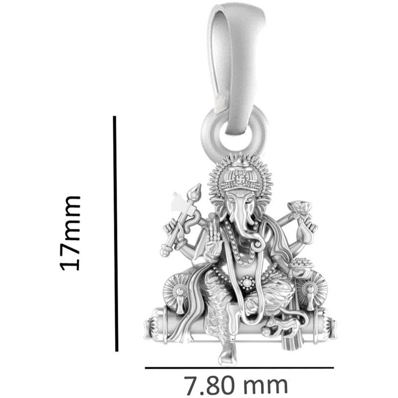 Akshat Sapphire Sterling Silver (92.5% purity) God Ganesh Pendant for Men& Women Pure Silver Lord Ganapathy Locket for Good Health & Wealth