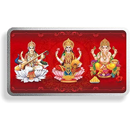 MOHUR Trimurti Laxmi Ganesh Saraswati 10 Gm Coloured (999) Pure Silver Bar