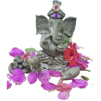Ganesh Pottery Earthen Terracotta Ready to Use Natural Clay. Best for Sculpting, Pottery, Jewelry Making, Ecofriendly Ganesha Idol Making, Art and Craft Activities (2kg, Grey)
