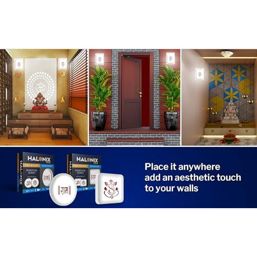 Halonix Ganesh 12W Round Wall De-light Spiritual Slim Ram downlighter | CCT-6500K Cool Day light |Easy Push fit installation | Ceiling and Wall downlighter | Gate light | tample light | Pack 1
