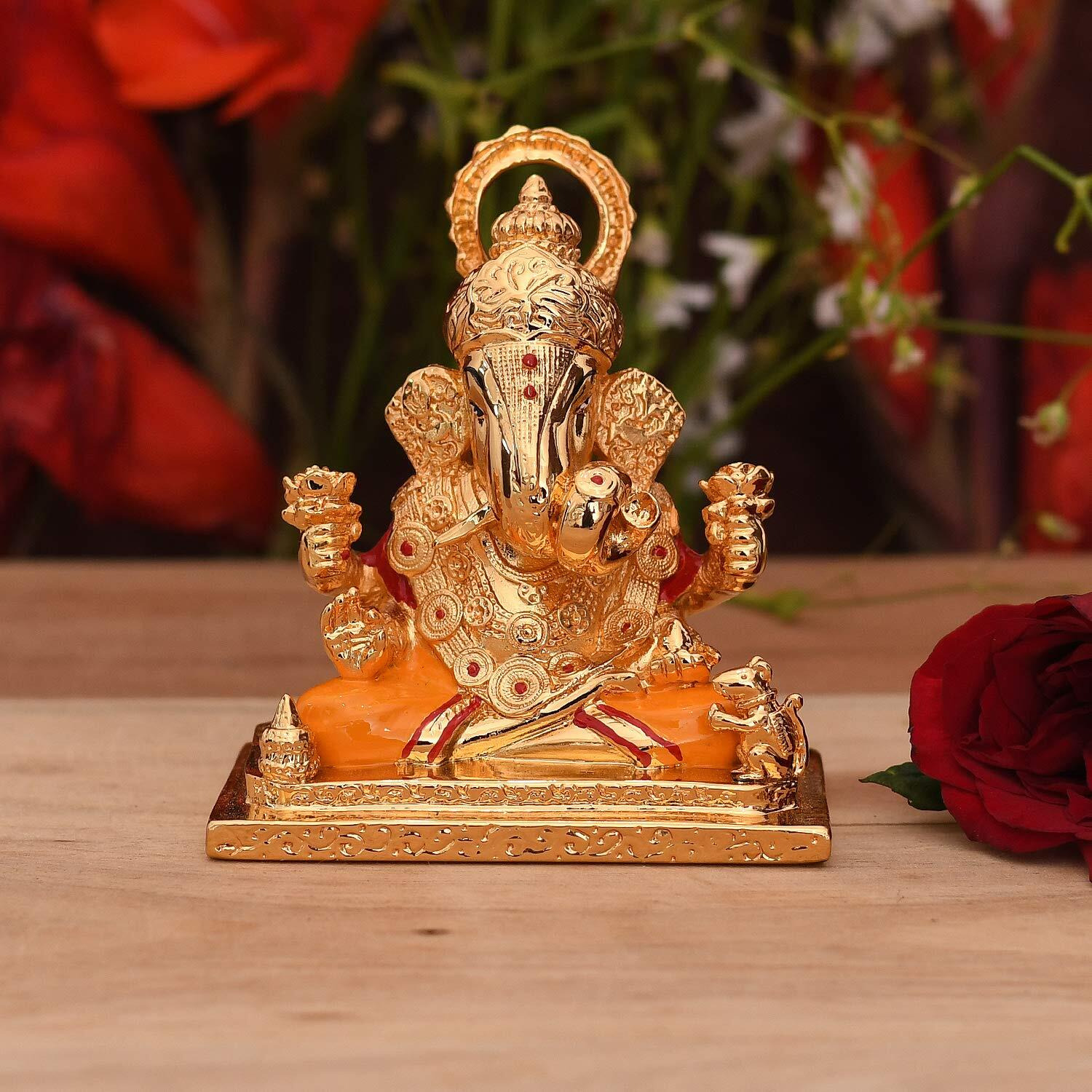 Collectible India Ceramic Lord Ganesh Idol, 3.5 x 3 x 2 Inches, Multicolour (Model Number GMAS219)