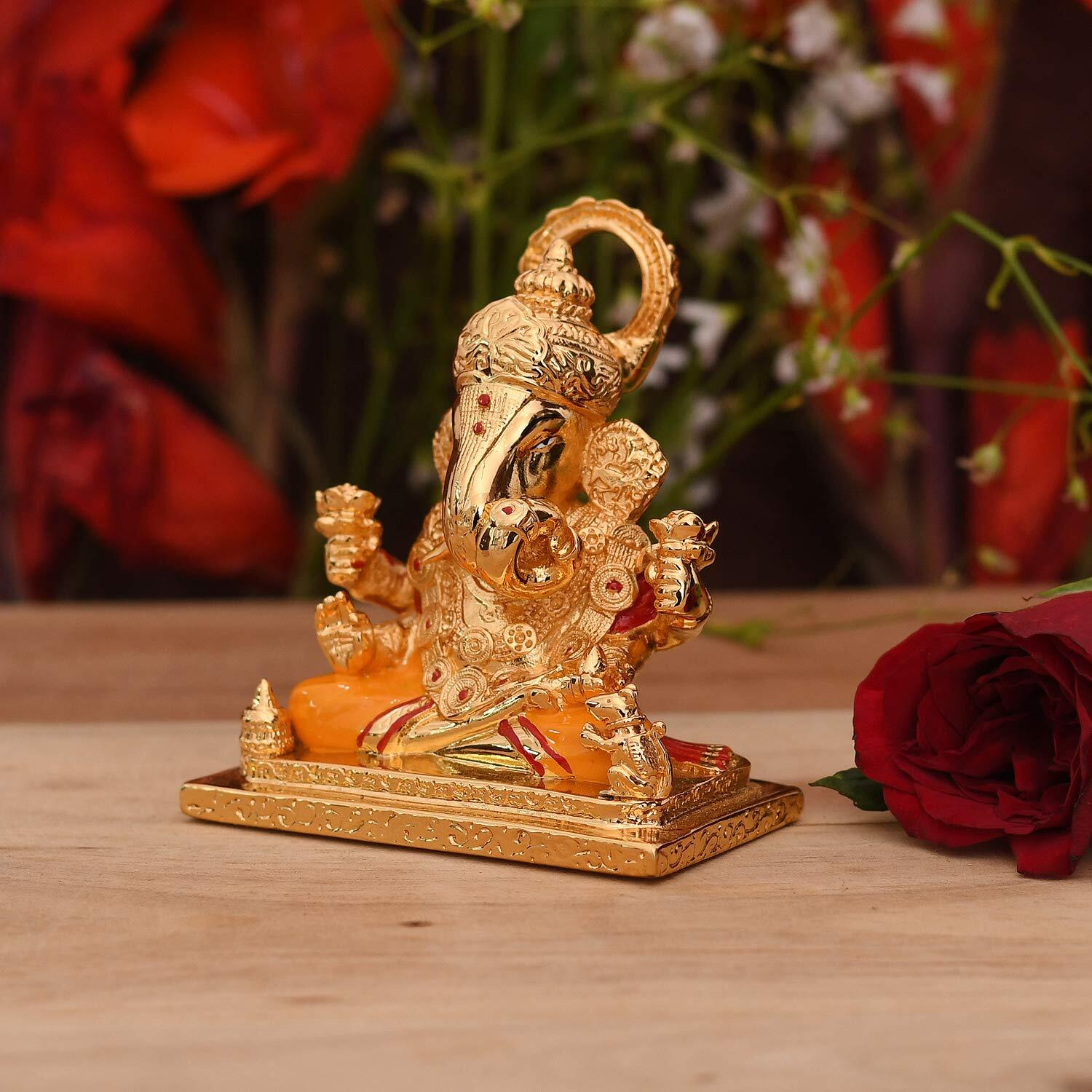 Collectible India Ceramic Lord Ganesh Idol, 3.5 x 3 x 2 Inches, Multicolour (Model Number GMAS219)