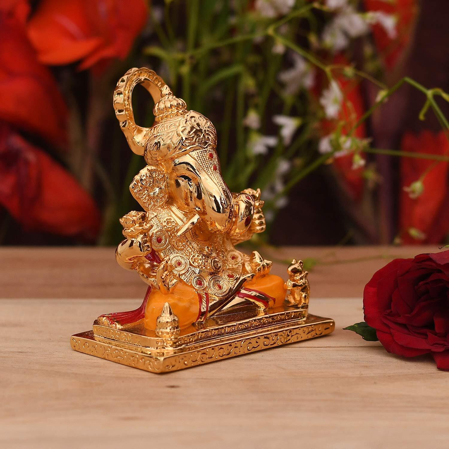 Collectible India Ceramic Lord Ganesh Idol, 3.5 x 3 x 2 Inches, Multicolour (Model Number GMAS219)
