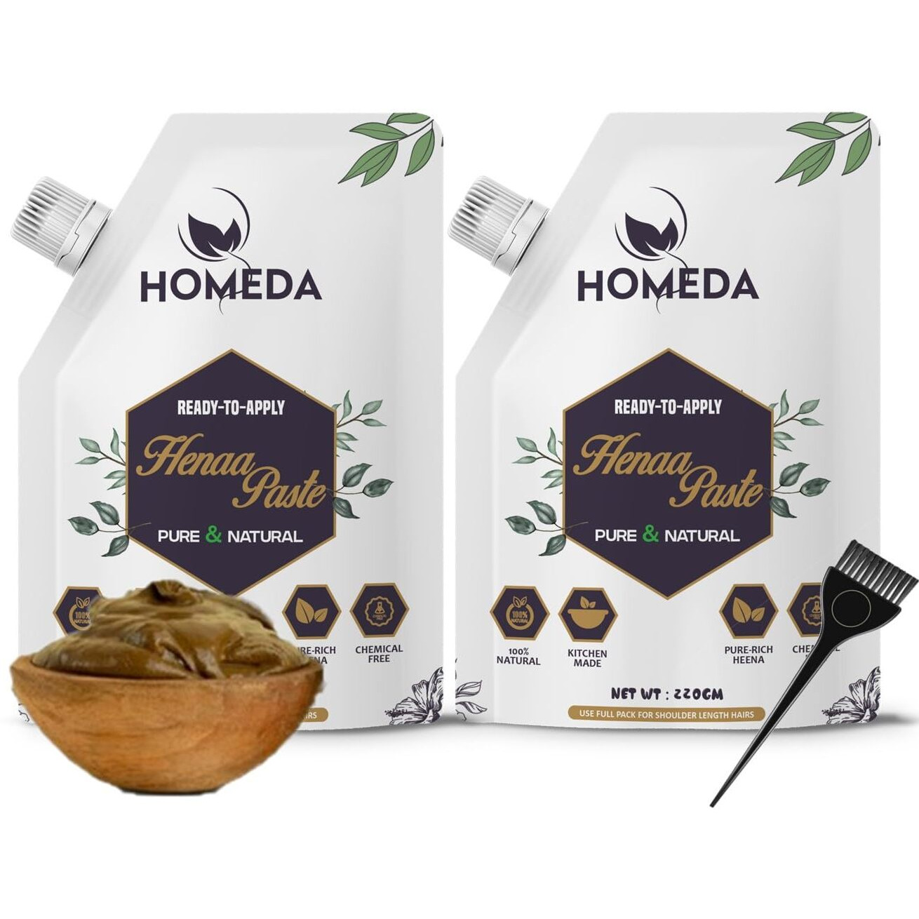 Shudh Online Fresh Henna Paste Ready to Apply, Instant Mehendi for Hair, Herbal Mehndi Henna for Hair, Natural Henna Hair Colour, Ready to Use Mehandi, Hena Soaked in Herbs, 440g each (Pack of 2)