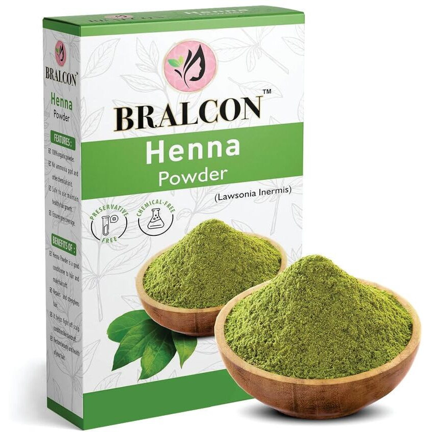 BRALCON Organic Henna Powder, Indigo Powder Combo - 200g(100g x 2 Pack)| Henna/Mehendi Powder, Indigo Powder for Hair growth, Conditioning & Anti-Dandruff| Hair Colour|Natural Hair Colorant Powder