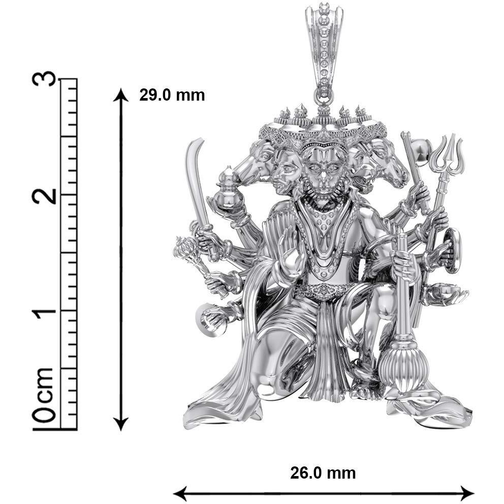 Akshat Sapphire Sterling Silver (92.5% purity) God Panchmukhi Hanuman Pendant for Men & Women Pure Silver Lord Panchmukhi Hanuman (Big Size) Locket for Good Health & Wealth
