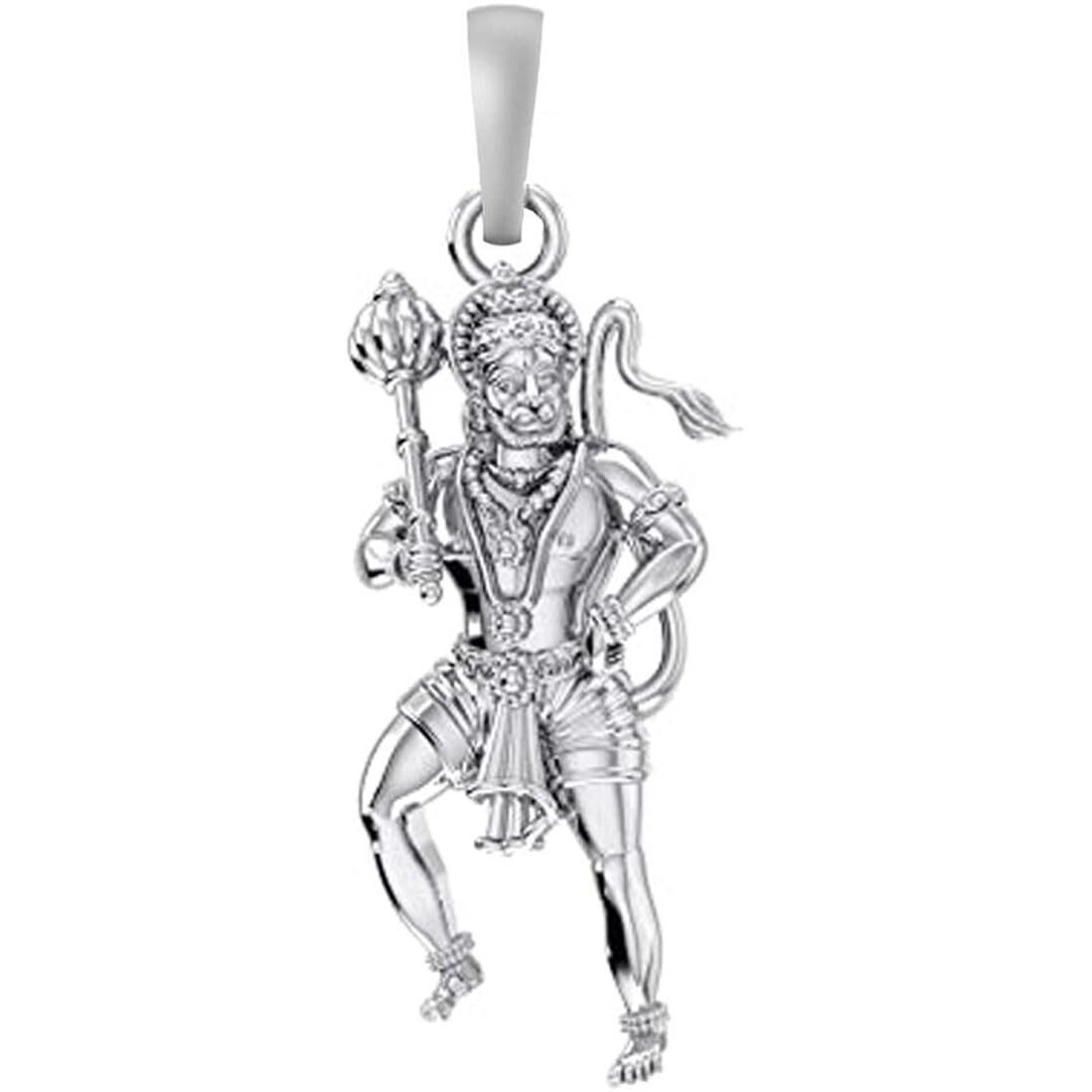 Akshat Sapphire Sterling Silver (92.5% purity) God Hanuman Pendant for Men & Women Pure Silver Lord Bajrang Bali Locket for Good Health & Wealth