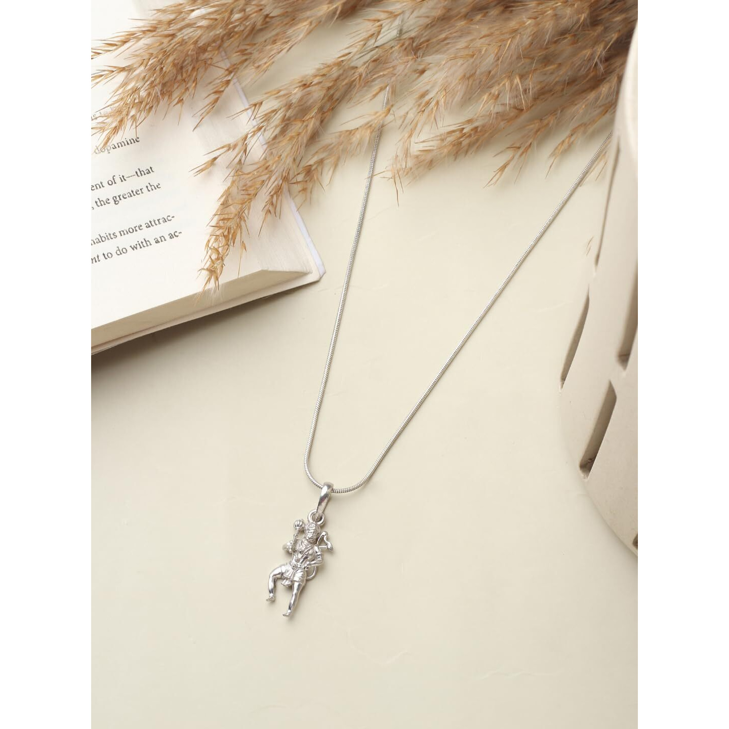 Akshat Sapphire Sterling Silver (92.5% purity) God Hanuman Pendant for Men & Women Pure Silver Lord Bajrang Bali Locket for Good Health & Wealth