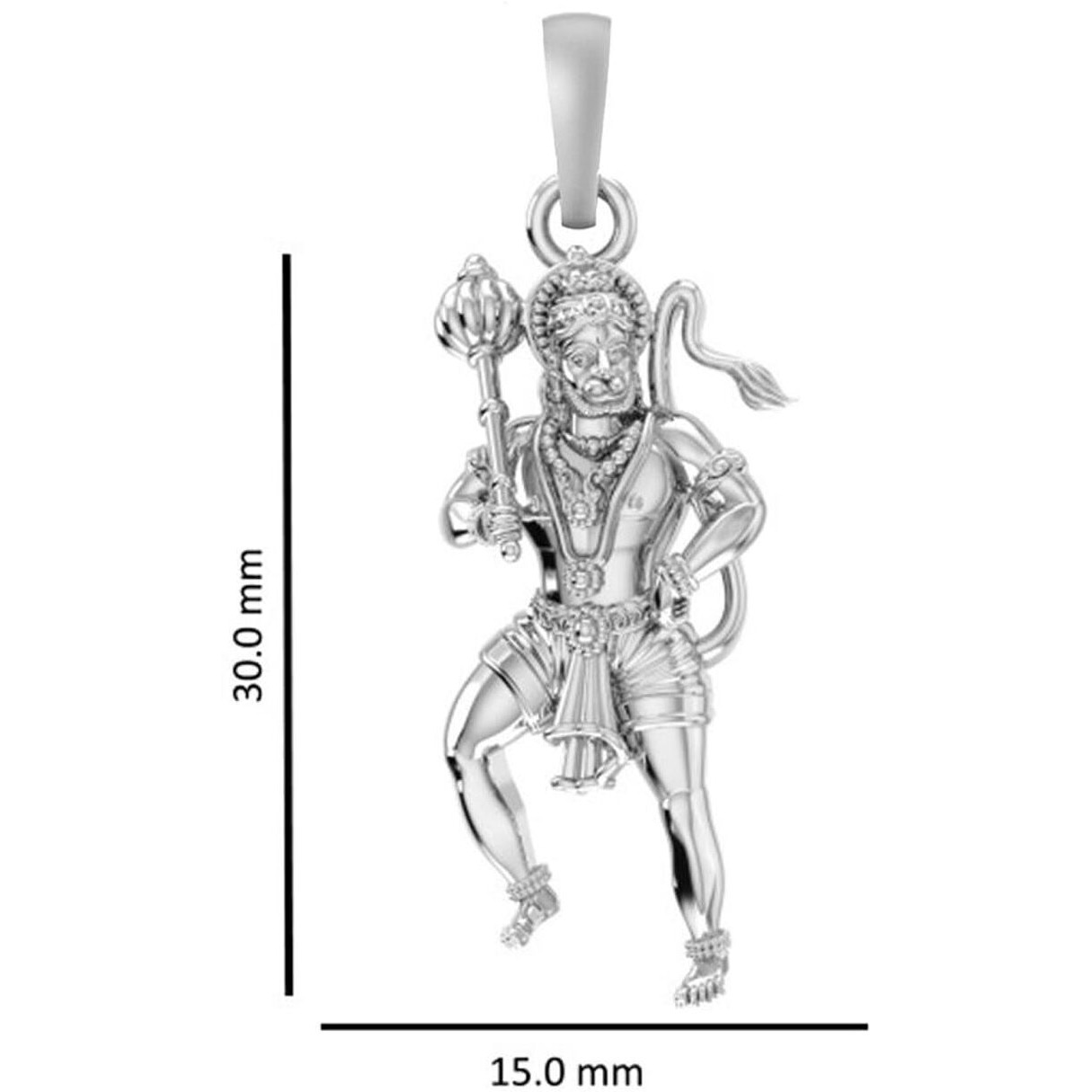 Akshat Sapphire Sterling Silver (92.5% purity) God Hanuman Pendant for Men & Women Pure Silver Lord Bajrang Bali Locket for Good Health & Wealth