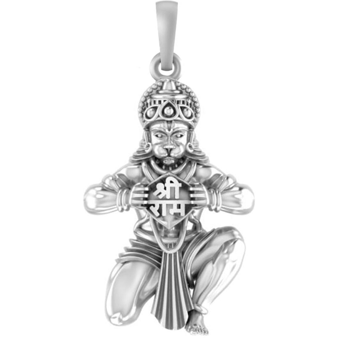 Akshat Sapphire Sterling Silver (92.5% purity) God Hanuman Ji Pendant for Men & Women Pure Silver Lord Bajrang Bali Locket for Good Health & Wealth