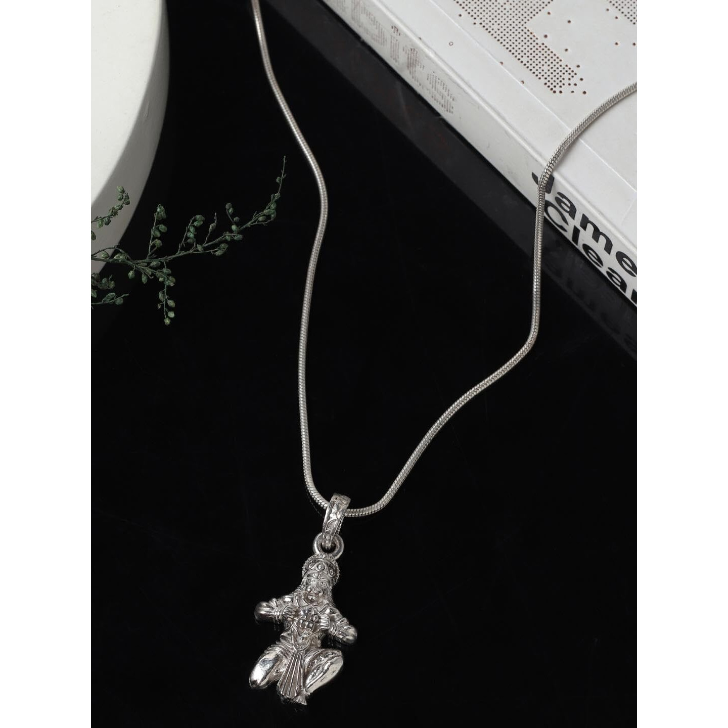 Akshat Sapphire Sterling Silver (92.5% purity) God Hanuman Ji Pendant for Men & Women Pure Silver Lord Bajrang Bali Locket for Good Health & Wealth