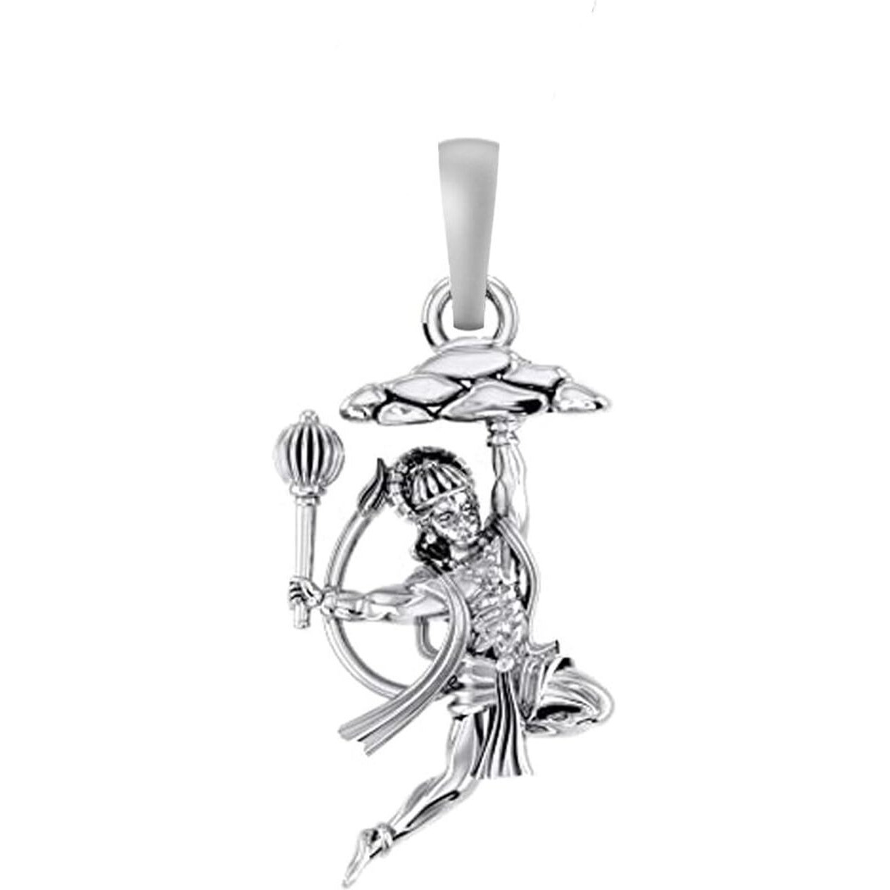Akshat Sapphire Sterling Silver (92.5% purity) God Hanuman Pendant for Men & Women Pure Silver Lord Bajrang Bali Locket for Good Health & Wealth