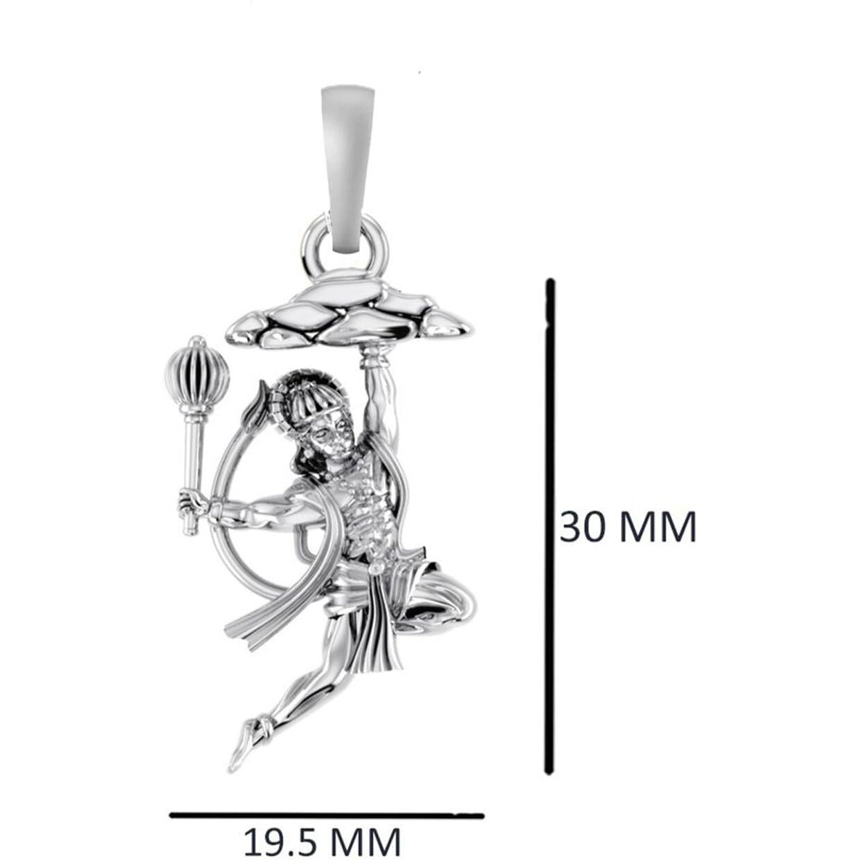 Akshat Sapphire Sterling Silver (92.5% purity) God Hanuman Pendant for Men & Women Pure Silver Lord Bajrang Bali Locket for Good Health & Wealth