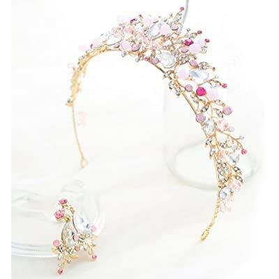 Yellow Chimes Tiara for Women and Girls Gold Plated Crown With Earrings for Women Multicolor Crystal Studded Bridal Wedding Crown Tiaras for Women Birthday Gifts For Women Valentine Gift for Girls