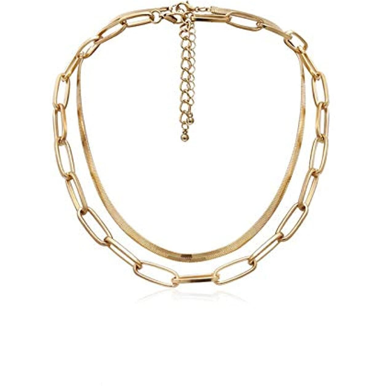 Yellow Chimes Choker Necklace for Women Gold Plated Chain Choker Necklace for Girls Dual Layer Choker Necklace for Women and Girls