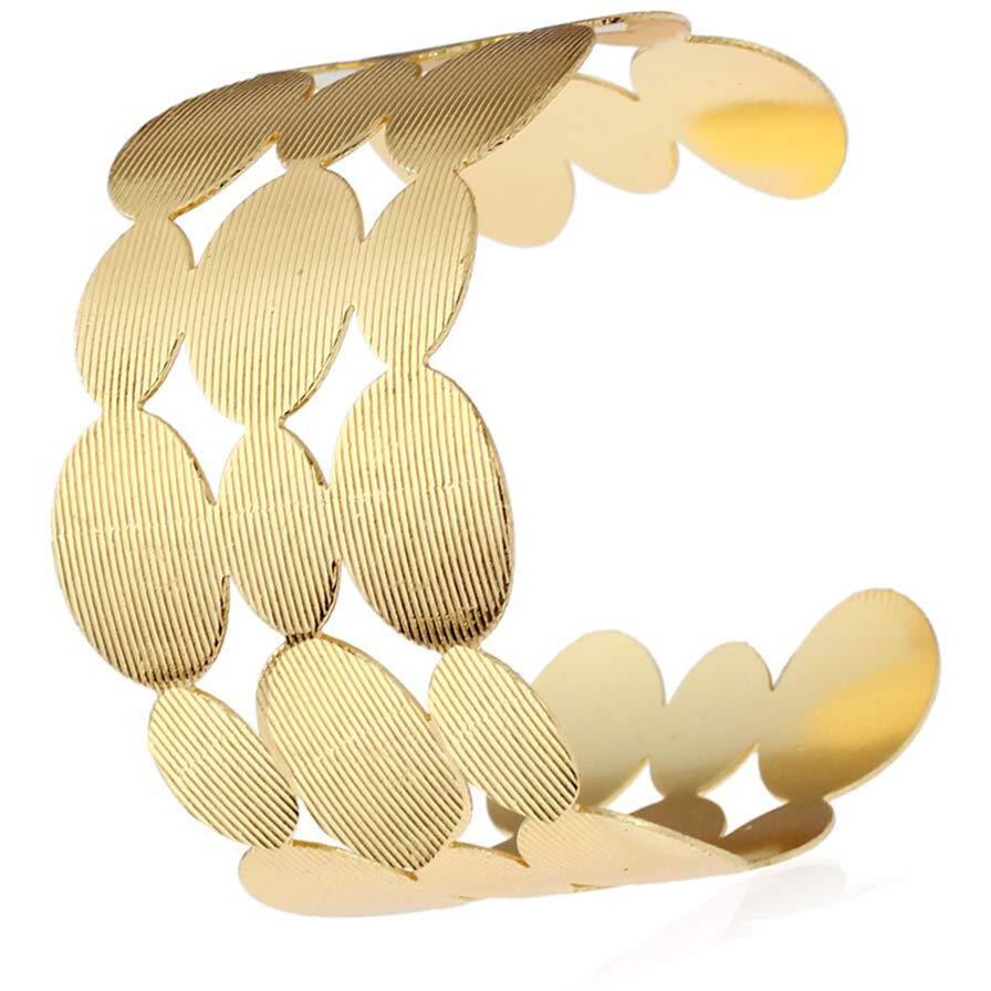 Yellow Chimes Bracelet for Women and Girls Fashion Golden Cuff Kadaa Bracelets for Women | Oval Shaped Gold Plated Hand Cuff Kadaa Bracelet | Birthday Gift For Girls and Women.