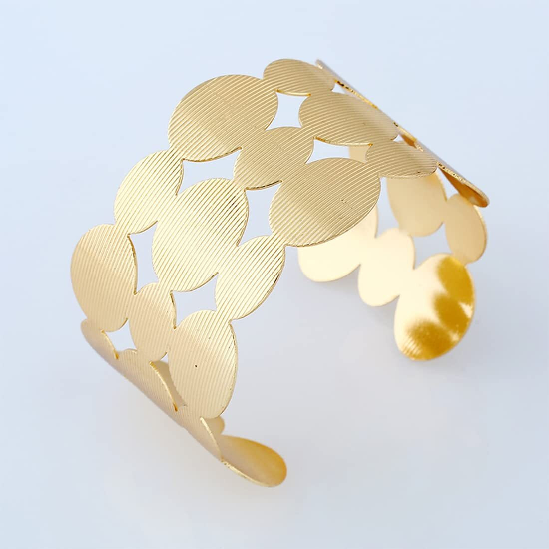Yellow Chimes Bracelet for Women and Girls Fashion Golden Cuff Kadaa Bracelets for Women | Oval Shaped Gold Plated Hand Cuff Kadaa Bracelet | Birthday Gift For Girls and Women.