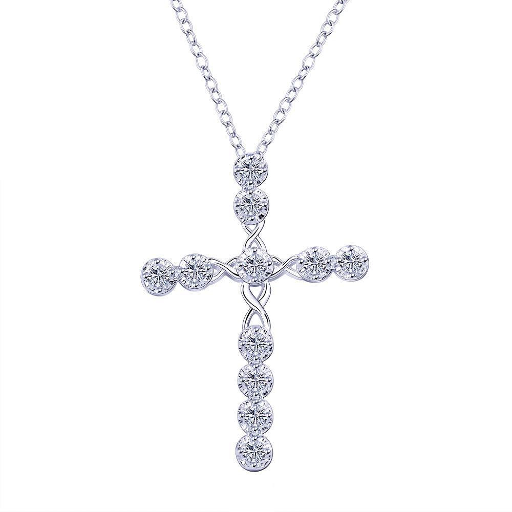 Midnight Sparkle Cross Pendant 925 Sterling Silver Plated (Hallmarked) for Girls and Women by Yellow Chimes