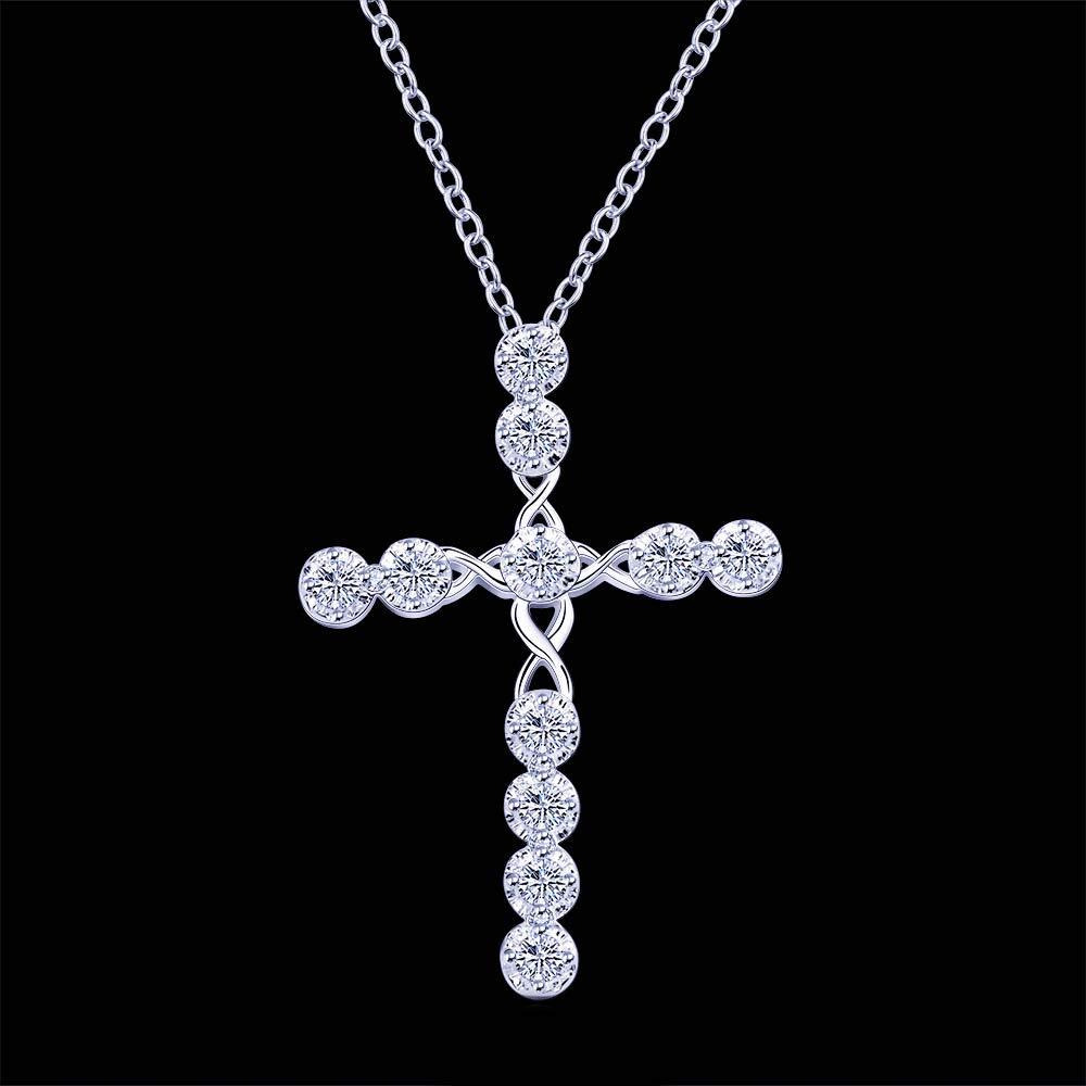 Midnight Sparkle Cross Pendant 925 Sterling Silver Plated (Hallmarked) for Girls and Women by Yellow Chimes