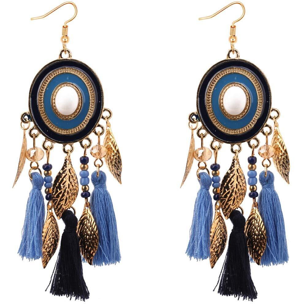 Yellow Chimes Tassel Earrings for Women Multicolor Enamel Beads Fabric Long Tassel Earring for Women And Grils