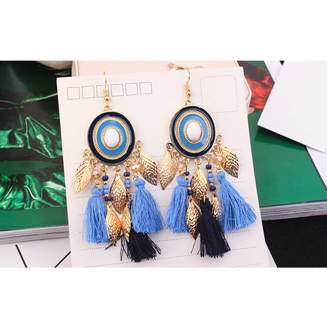 Yellow Chimes Tassel Earrings for Women Multicolor Enamel Beads Fabric Long Tassel Earring for Women And Grils
