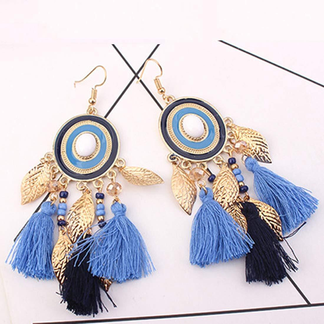 Yellow Chimes Tassel Earrings for Women Multicolor Enamel Beads Fabric Long Tassel Earring for Women And Grils