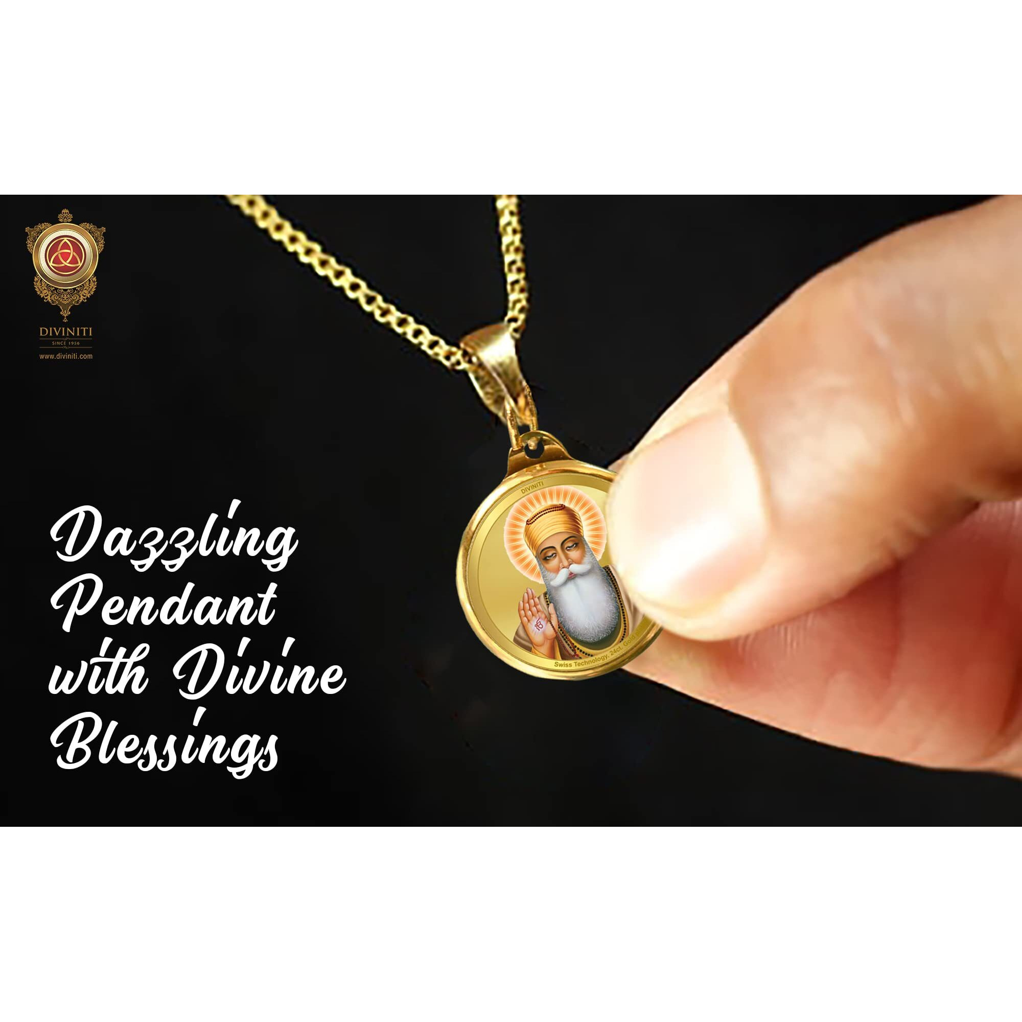 Diviniti 24K Double sided Gold Plated Pendant Gurunanak & Ekomkar 18 MM Flip Coin for Men, Women & Children Good Health & Wealth Idol for gifting love ones on any occasion (1 PCS)