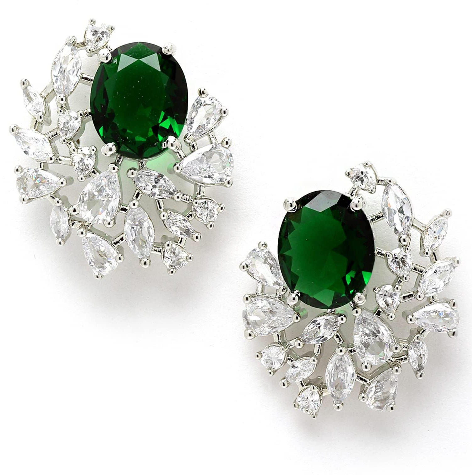 Karatcart Women Green American Diamond Stud Earrings