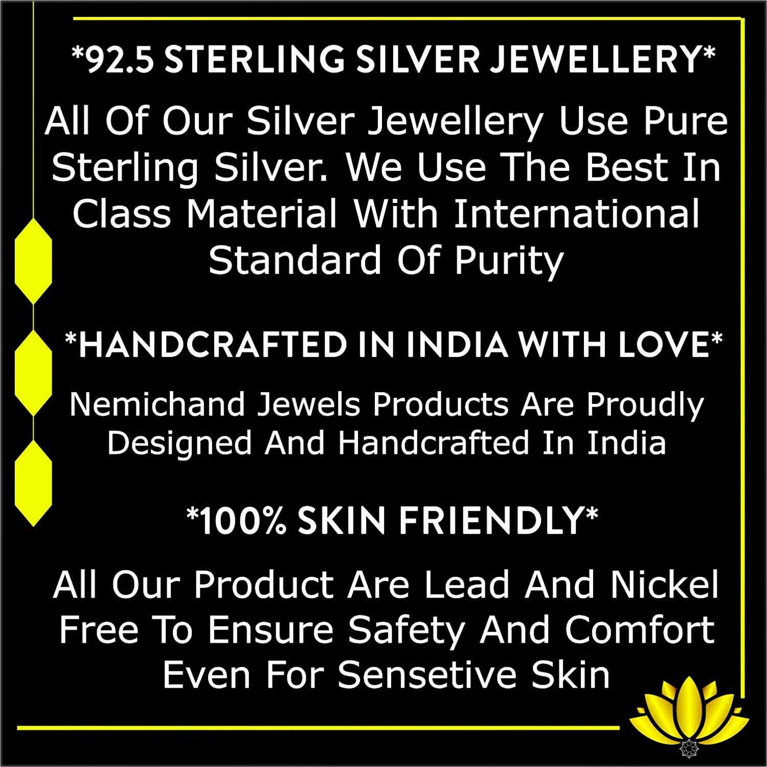 NEMICHAND JEWELS Pure 925 Silver Evil Eye Nazariya Anklet Payal for Women (1PC) (Black)