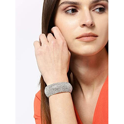 YouBella Jewellery Silver Plated Stylish Latest Crystal Bracelet Bangle Jewellery For Girls and Women