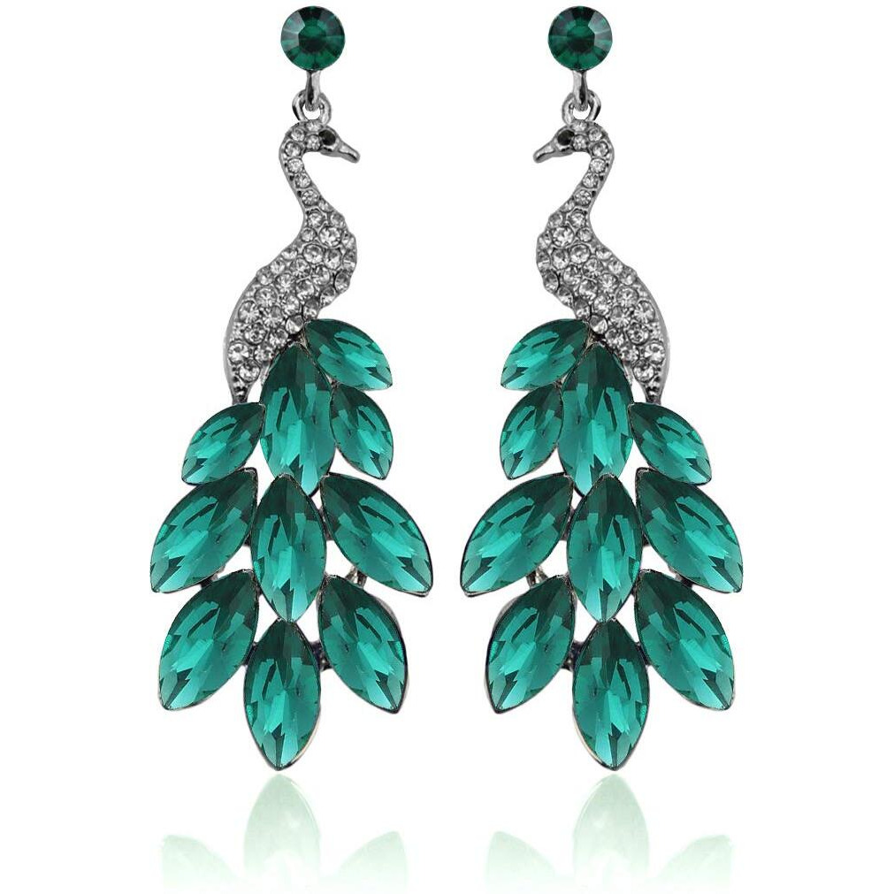 YouBella Jewellery Valentine Collection AAA Swiss Zircon Peacock Earings Fashion Earrings for Girls and Women (Green)