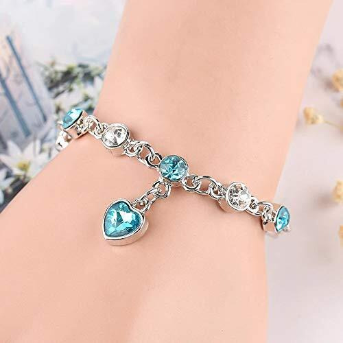 University Trendz 18k Rhodium Plated Antique Blue charm Bracelet for Girls UTB_013 (Sky Blue)