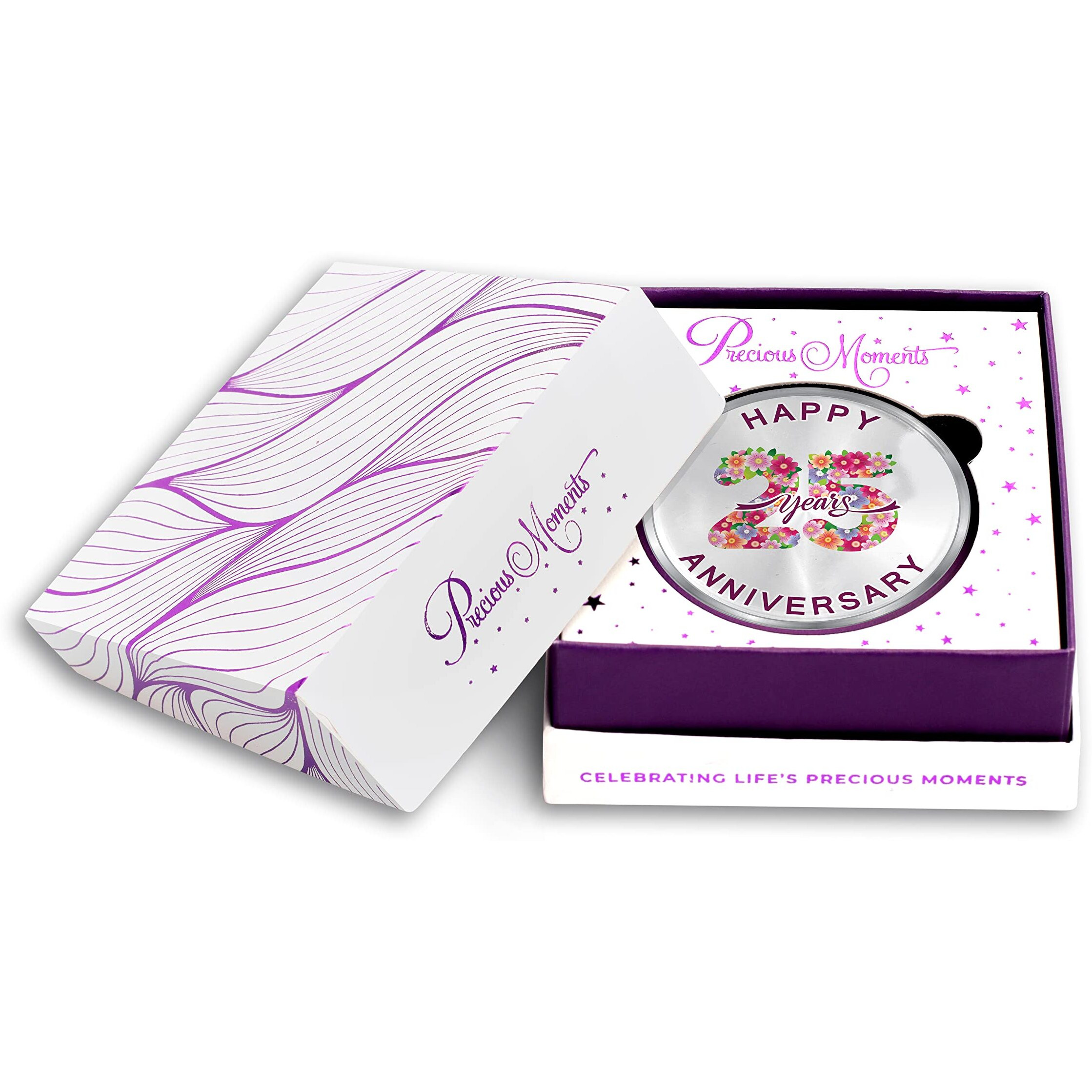 ACPL Precious Moments BIS Hallmarked Silver Coin 25th & 50th Happy Anniversary Floral Design 999 Pure