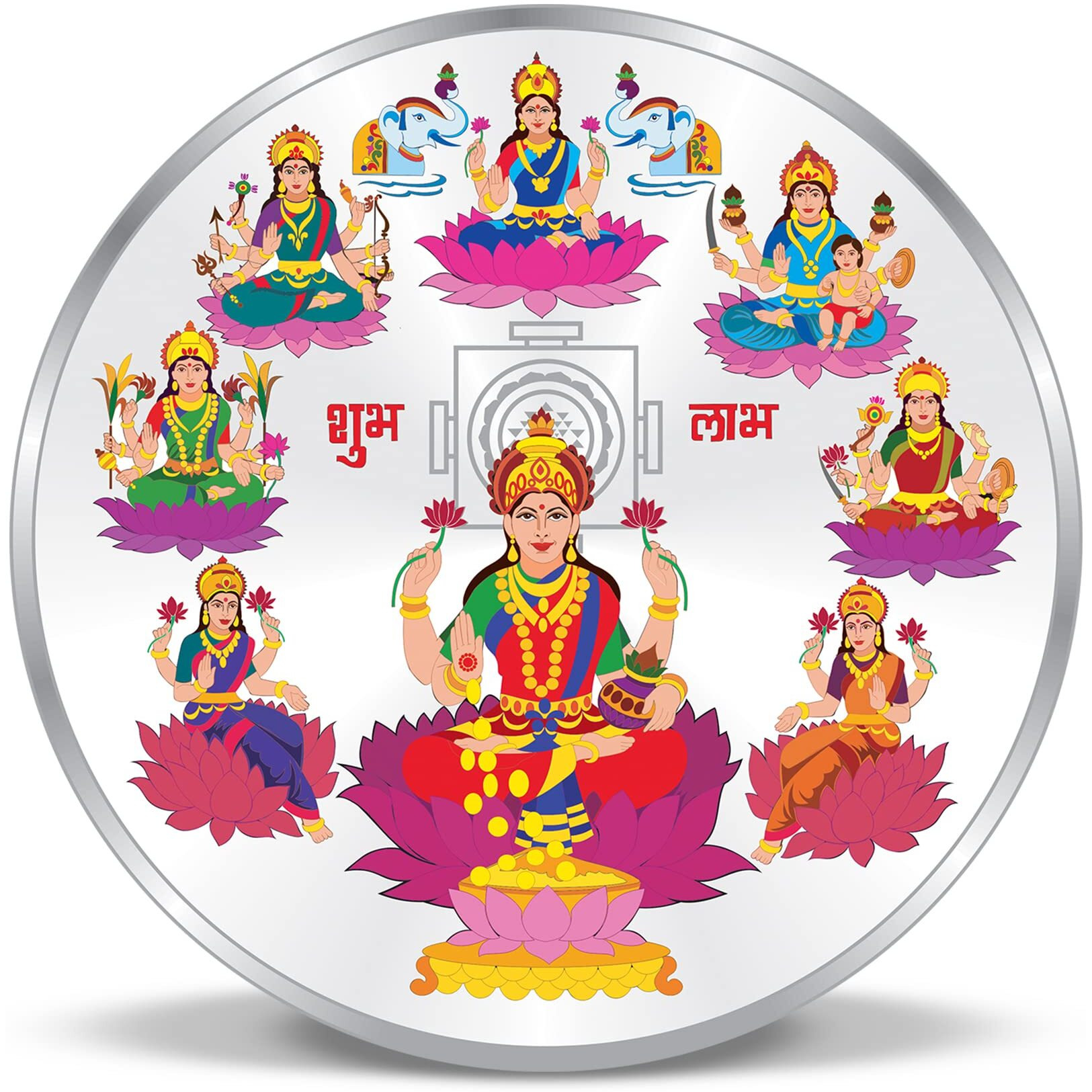 ACPL Precious Moments BIS Hallmarked Astha laxmi 50 Gram 999 Pure Silver Coin